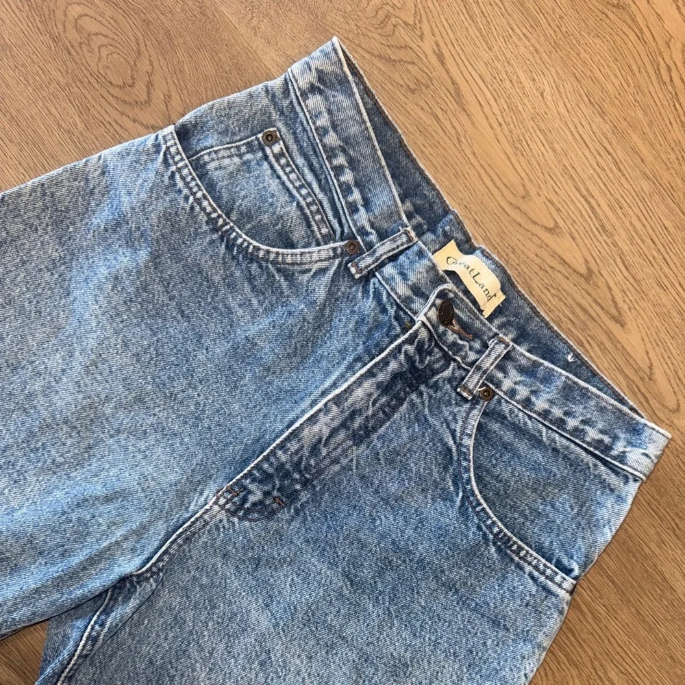 Vintage 90s Great Land 100% Cotton Denim Light Wash High Waist Shorts Size 30